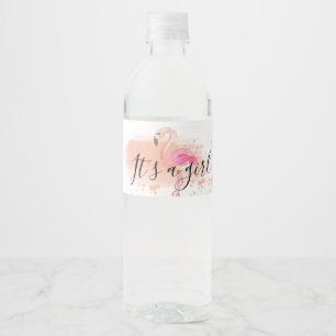 Niedlicher girly rosa Flamingo waterbottle Wasserflaschenetikett
