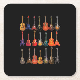 Niedlicher Gitarrenrock und Roll-Musikinstrumente  Rechteckiger Pappuntersetzer