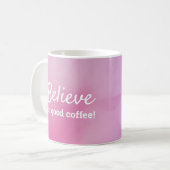 Niedlicher Glaube an guten Kaffee Rosa Lila Wasser Kaffeetasse (Vorderseite Links)