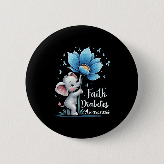 Niedlicher Glaube Elephant Diabetes Bewusstsein Re Button (Vorderseite)