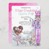 Niedlicher Glitzer Doll Nutcracker Weihnachts-Part Einladung (Vorne/Hinten)