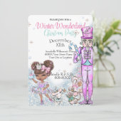 Niedlicher Glitzer Doll Nutcracker Weihnachts-Part Einladung (Stehend Vorderseite)
