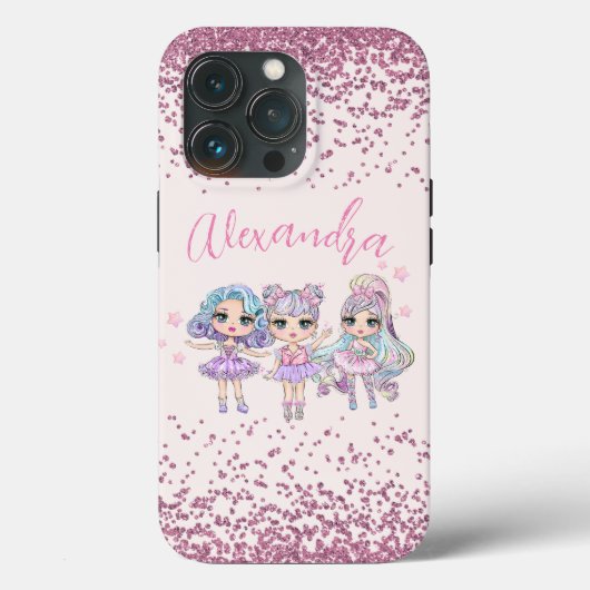 Niedlicher Glitzer Dolls Mädchenname auf Rosa Case-Mate iPhone Hülle (Rückseite)