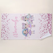 Niedlicher Glitzer Dolls Mädchenname auf Rosa Strandtuch (Vorderseite)