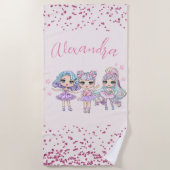 Niedlicher Glitzer Dolls Mädchenname auf Rosa Strandtuch (Vorderseite)
