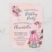 Niedlicher Glitzer Fairies Fairy Garden Party Einladung (Vorne/Hinten)