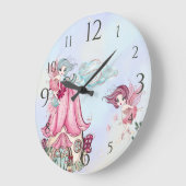 Niedlicher Glitzer Fairy Garden Pixie Fairies Große Wanduhr (Winkel)