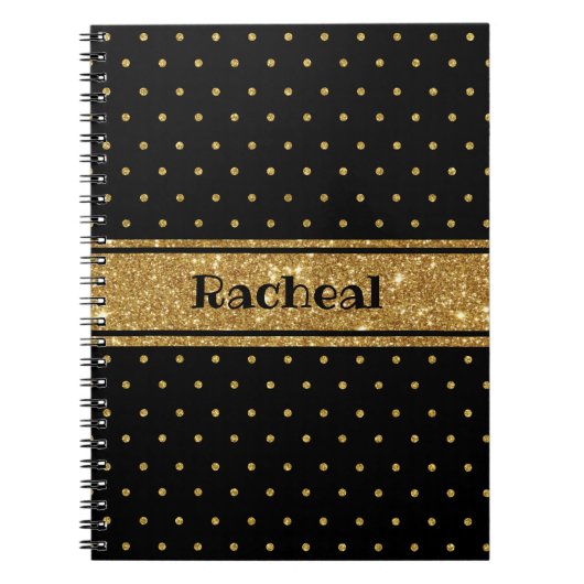 Niedlicher Glitzer Gold Polka Dots Personalisierte Notizblock (Vorderseite)