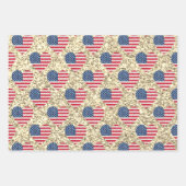 Niedlicher Glitzer Hearts Patriotic American USA F Geschenkpapier Set (Vorderseite)