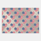 Niedlicher Glitzer Hearts Patriotic American USA F Geschenkpapier Set (Vorderseite 3)