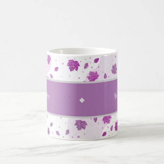 Niedlicher Glitzer Herbst Herbstlaub Pink Fügen Si Kaffeetasse (Mittel)