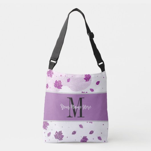 Niedlicher Glitzer Herbst Herbstlaub Pink Fügen Si Tragetaschen Mit Langen Trägern (Vorderseite)