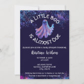 Niedlicher Glitzer Little Boo ist fast Due Baby Du Einladung (Vorderseite)