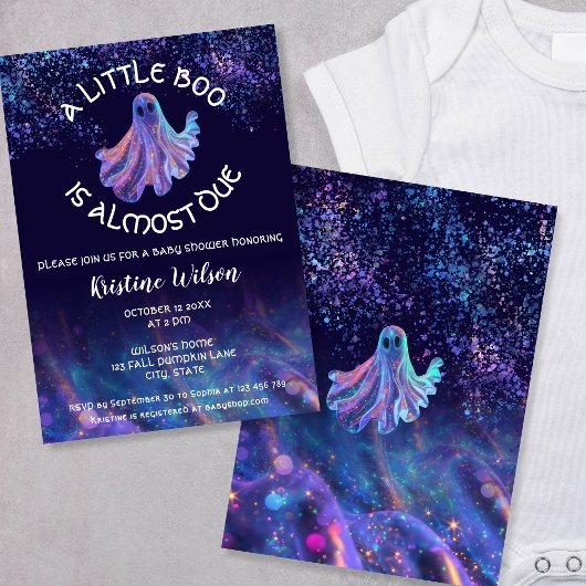 Niedlicher Glitzer Little Boo ist fast Due Baby Du Einladung