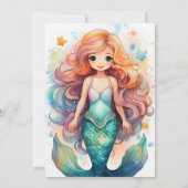 Niedlicher Glitzer Mermaid 5. Geburtstag Einladung (Rückseite)