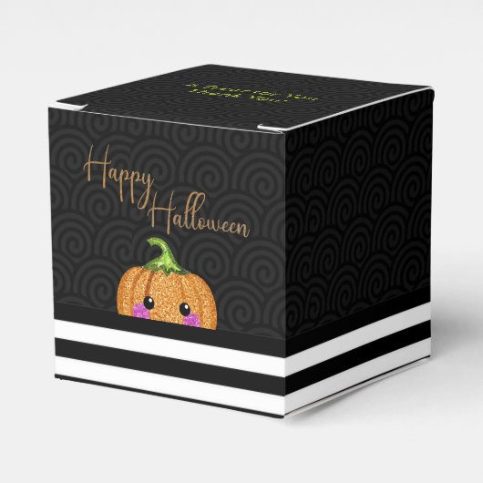 Niedlicher Glitzer Orange Happy Halloween Party Geschenkschachtel (Vorderseite)