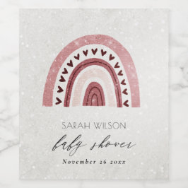 NIEDLICHER GLITZER PINK BLUSH HERZ RAINBOW BABY DU WEINETIKETT