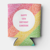 Niedlicher Glitzer Rainbow - farbenfroher Brauch z Dosenkühler (Vorderseite)