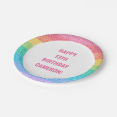 Niedlicher Glitzer Rainbow - farbenfroher Brauch z Pappteller (Schrägansicht)