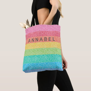 Niedlicher Glitzer Regenbogen Streifen farbiger Mu Tasche