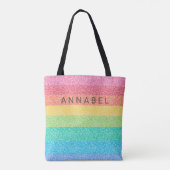 Niedlicher Glitzer Regenbogenstreifen farbenfrohe Tasche (Rückseite)