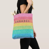 Niedlicher Glitzer Regenbogenstreifen farbenfrohe Tasche (Von Nahem)