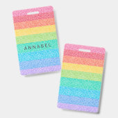 Niedlicher Glitzer Regenbogenstreifen Farbiger Ind Ausweis (Vorder- & Rückseite)