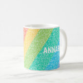 Niedlicher Glitzer Regenbogenstreifen Farbiger Ind Kaffeetasse (VorderseiteRechts)