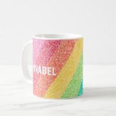 Niedlicher Glitzer Regenbogenstreifen Farbiger Ind Kaffeetasse (Vorderseite Links)