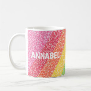 Niedlicher Glitzer Regenbogenstreifen Farbiger Ind Kaffeetasse