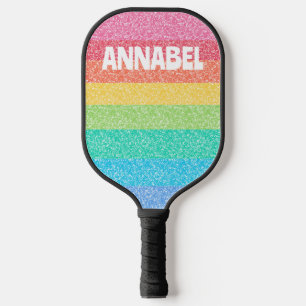 Niedlicher Glitzer Regenbogenstreifen Farbiger Ind Pickleball Schläger