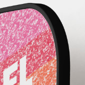 Niedlicher Glitzer Regenbogenstreifen Farbiger Ind Pickleball Schläger (Linke Seite)