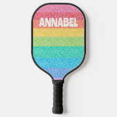 Niedlicher Glitzer Regenbogenstreifen Farbiger Ind Pickleball Schläger (Rückseite)