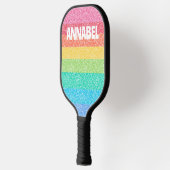 Niedlicher Glitzer Regenbogenstreifen Farbiger Ind Pickleball Schläger (Links)
