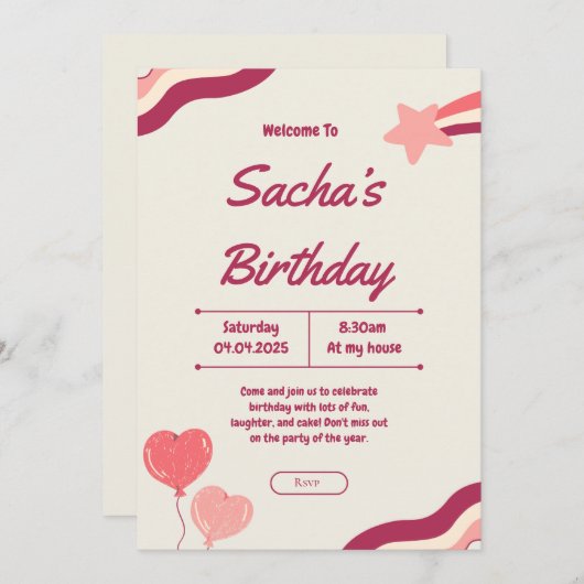 niedlicher Glitzer rosa Geburtstag Einladung (Vorne/Hinten)