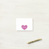 Niedlicher Glitzer Rosa Herz Personalisiert Mädche Post-it Klebezettel (Auf Schreibtisch)