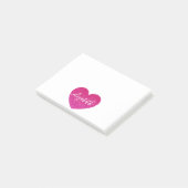 Niedlicher Glitzer Rosa Herz Personalisiert Mädche Post-it Klebezettel (angewinkelt)