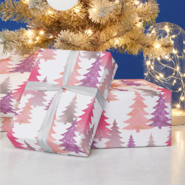 Niedlicher Glitzer Rosa Weihnachtsbaummuster Geschenkpapier