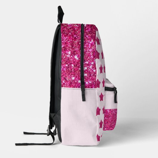 Niedlicher Glitzer rosa Zurück zur Schule Bedruckter Rucksack (Links)