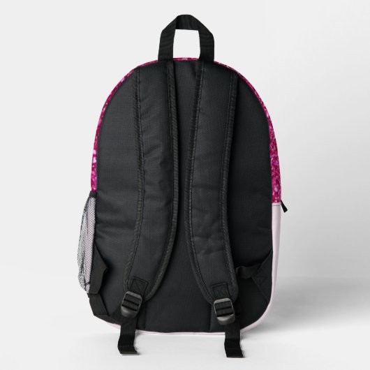 Niedlicher Glitzer rosa Zurück zur Schule Bedruckter Rucksack (Rückseite)