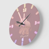Niedlicher Glitzer Rose Gold Elefant - Personalisi Große Wanduhr (Winkel)