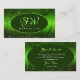 Niedlicher Glitzer-Sterne-Monogramm mit grünem Mar Visitenkarte