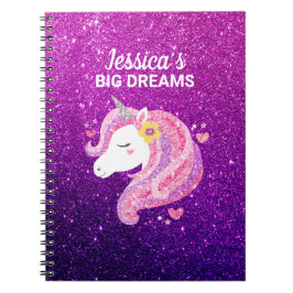 Niedlicher Glitzer Unicorn Foto Journal Notizblock