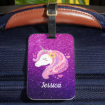 Niedlicher Glitzer Unicorn Gepäckanhänger<br><div class="desc">Ein niedlich rosa und lila Glitzer Einhorn Gesicht kann kühler. So viel Spaß für ein Mädchen,  das Lieben einhornt. Personalisieren Sie es mit Ihrem Mädchennamen. Entworfen für Sie von BlackBerry Boulevard.</div>