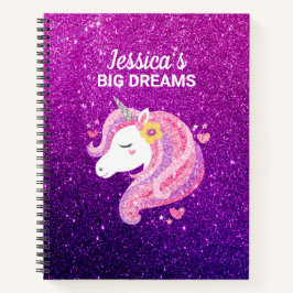 Niedlicher Glitzer Unicorn Journal-Notebook Notizblock
