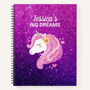 Niedlicher Glitzer Unicorn Journal-Notebook Notizblock