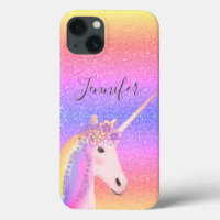 Niedlicher Glitzer Unicorn Regenbogen Kinder Perso