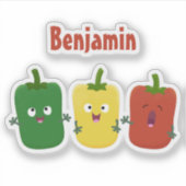 Niedlicher Glockenpfeffer capsicum trio singend Ca Aufkleber (Vorderseite)