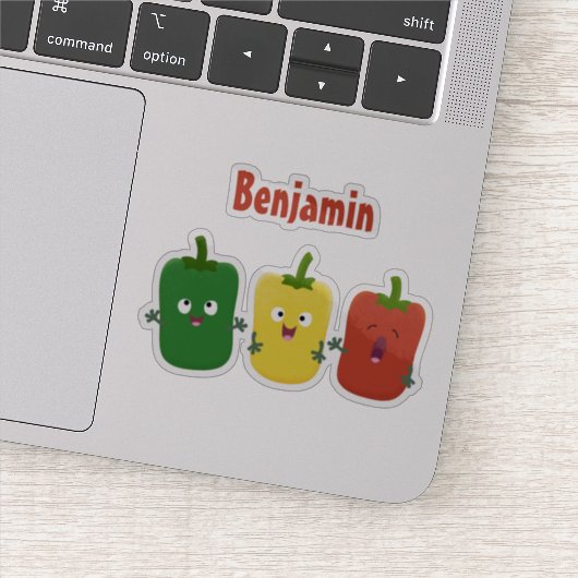 Niedlicher Glockenpfeffer capsicum trio singend Ca Aufkleber (Detail)
