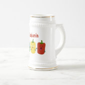 Niedlicher Glockenpfeffer capsicum trio singend Ca Bierglas (VorderseiteRechts)